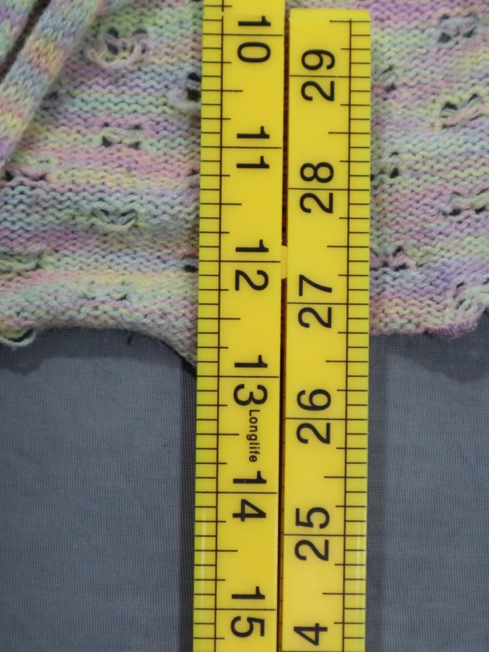 Thorn & Fable Tie Front Cropped Cardigan S/M Pastel Rainbow Bell Sleeve Knit - Picture 4 of 7